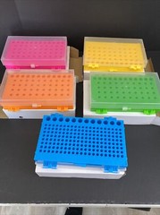 VWR Tube Rack with Lid Reversible Holds 0.2 – 1.5 ml Tubes Asst Colors 10 Racks