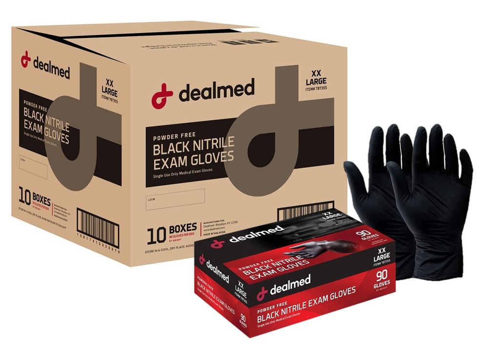 Large Black Nitrile Exam Gloves 1000 Count Powder Free Disposable Medical Gloves