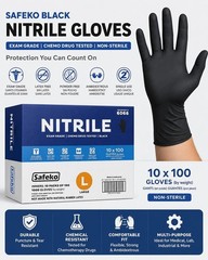 200pcs Safeko Nitrile Gloves Black Large 2pack of 100gloves Powder Free