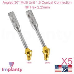 5x Angled 30° Multi Unit 1.6 Conical Connection NP Hex 2.25mm Dental Tool