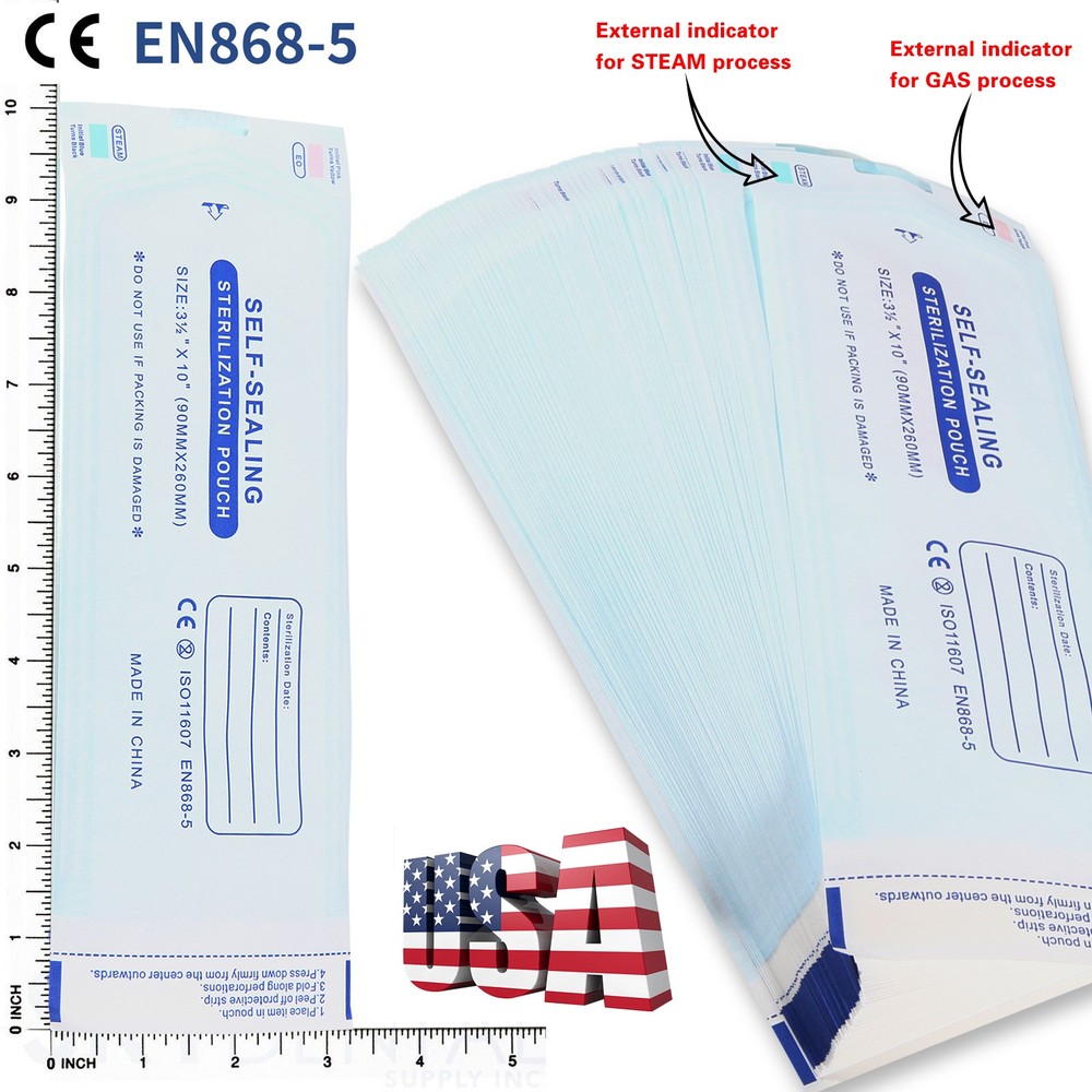 200Bags Sterilization Pouches Dental Medical Self Seal Pouch Bag 3.5″ x 10″
