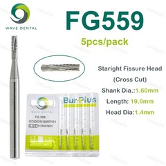 WAVE Dental Tungsten Carbide Burs FG Drills Staright Fissure Head For High Speed