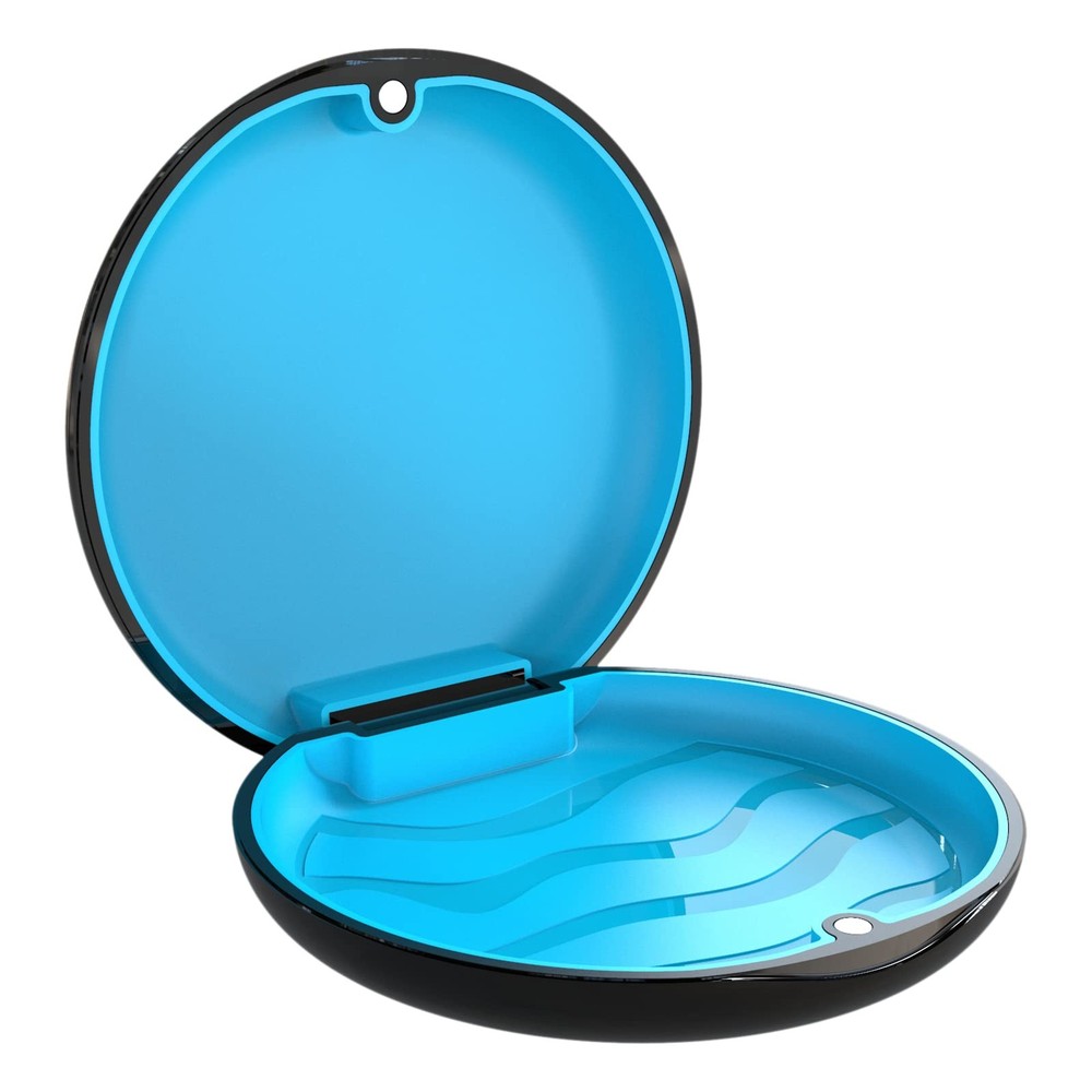 BVN Slim Retainer Case – Circular case, Black shell+blue silicone pad
