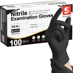 Schneider Black Nitrile Exam Gloves, Box of 100, Large, 03 Black(large 100)
