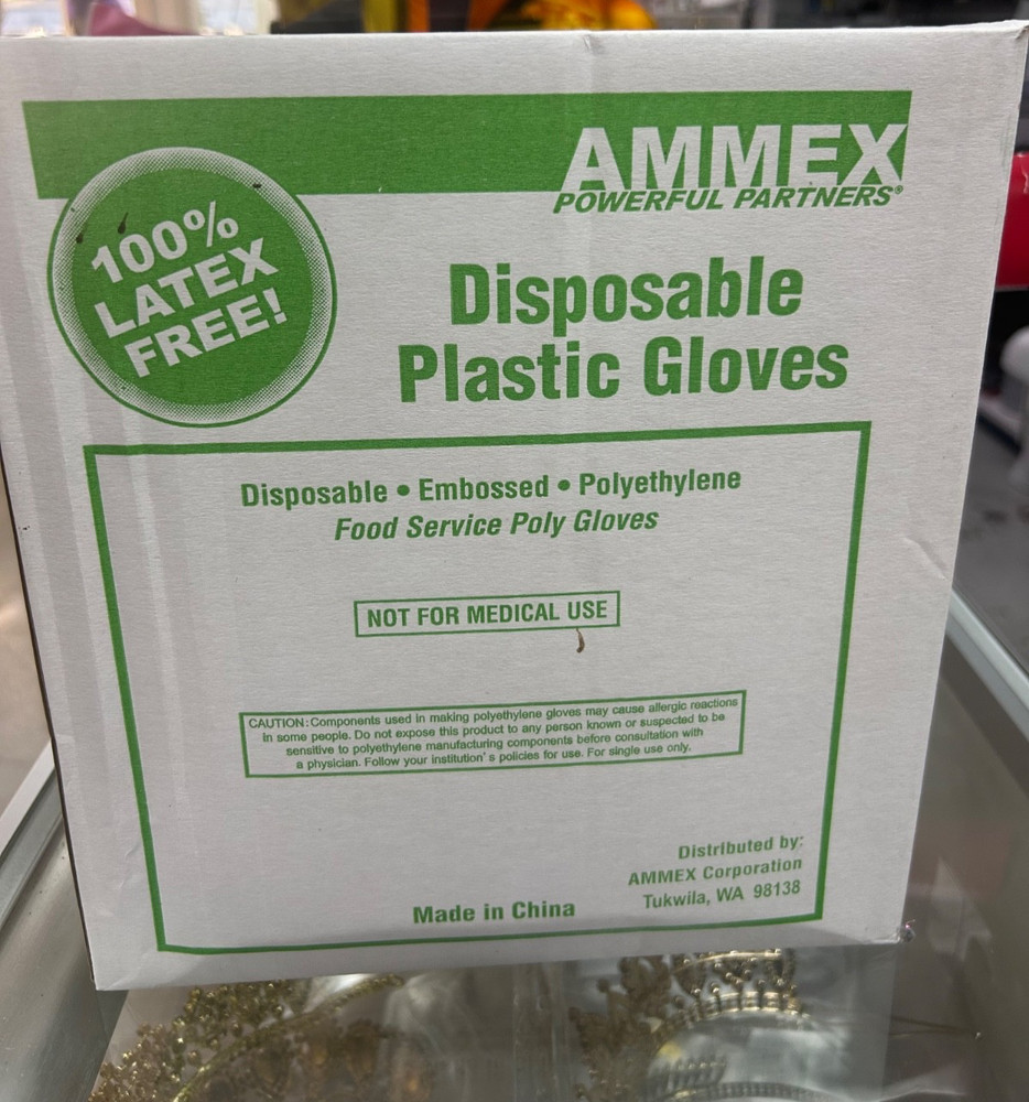 AMMEX Food Service Industrial Poly Plastic Gloves Disposable 500-CASE 4 for box