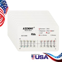 AZDENT Dental Orthodontic Metal Brackets Standard MBT 022 Hooks 3 4 5