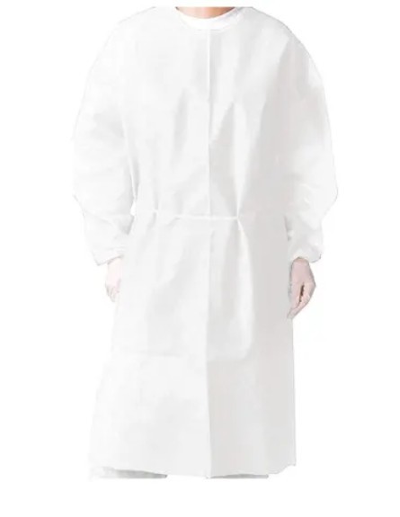 NEW-Box of 100 Disposable AAMI Level 1 WHITE Isolation Gowns – Large/XL
