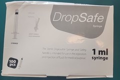 Drop Safe Sterile Syringe 1 mL without needle , Box of 100 pcs Non-pyrogenic