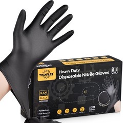 Heavy Duty Black Nitrile Gloves 6 Mil, Fully Textured, Latex & Powder Free, Mech