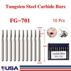 10Pc/Pack Dental Tungsten Carbide Drill FG Bur For High Speed Handpiece FG701 po