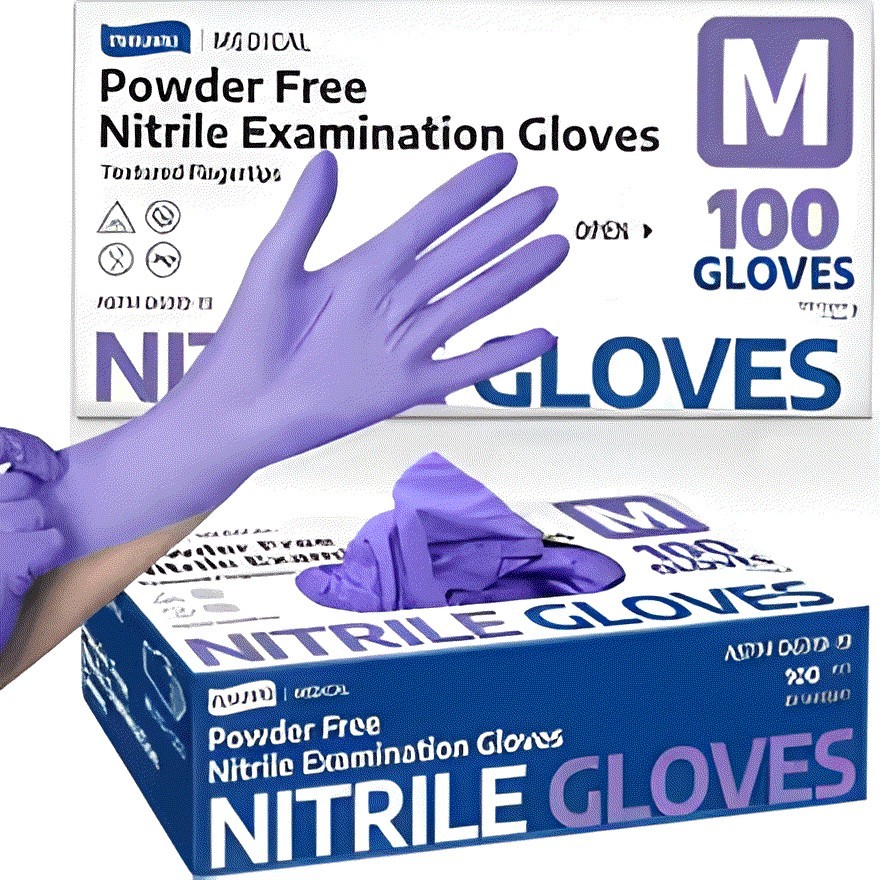 Medical Nitrile Exam Gloves 100 PCs Powder-Free Food-Safe Disposable Glove