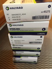 Halyard Sterling Powder-Free Nitrile Exam Gloves Grey Latex Large Of 100 45271