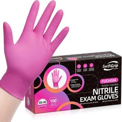 Disposable Nitrile Gloves Pink Fuchsia Powder-Free Food Safe Waterproof 100pcs