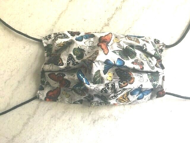 Face mask, Butterfly, Handmade, Reversible, two layer with ties