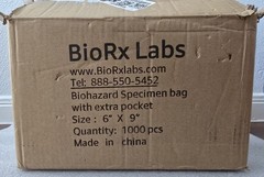 BioRx Labs Biohazard Specimen Bags W/Extra Pocket 6″ x 9″ Box of 1000