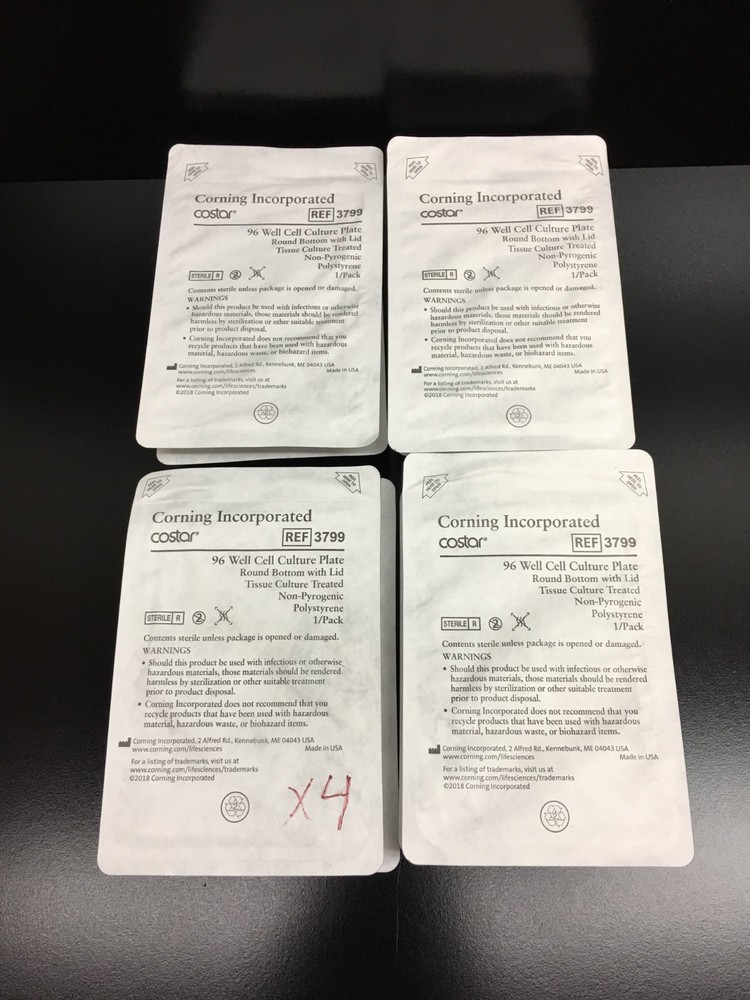 Corning Costar REF 3799 Cell Culture Plate 96 Well Round Bottom Lot 4 PCS