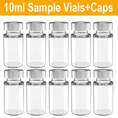 1000PCS 10ml Sample Vials+Aluminum Caps 20mm Crimp Top Clear Glass Bottle HPLC