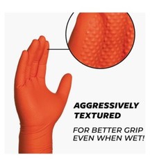 1- GLOVEWORKS HD Orange Nitrile Disposable Gloves 8 Mil XL size box of 100