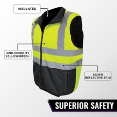 Global Glove High-Visibility Safety Vest Reversible Solid Black Interior