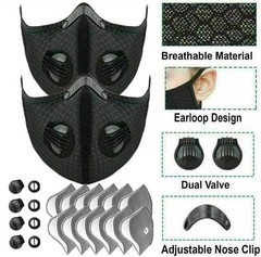 2x Anti Pollution Half Face Cover Respirator Mask With Filters Sports Facepiece
