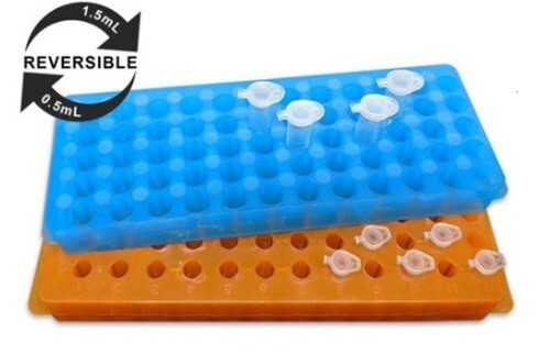 Rack, reversible, 96 x 1.5/2.0mL or 0.5mL, (113 x 199mm), Orange, 5/pack