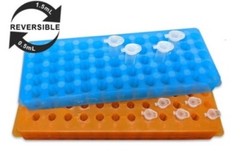 Rack, reversible, 96 x 1.5/2.0mL or 0.5mL, (113 x 199mm), Orange, 5/pack