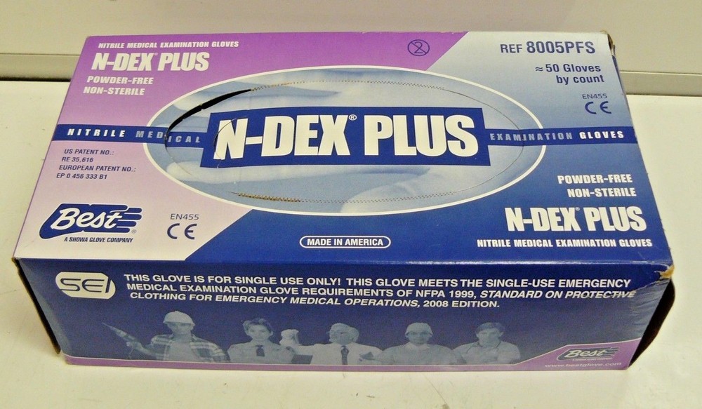 Showa N-Dex Nitrile Examination Gloves REF 8005PFM Box Non-Sterile 50ct Medium