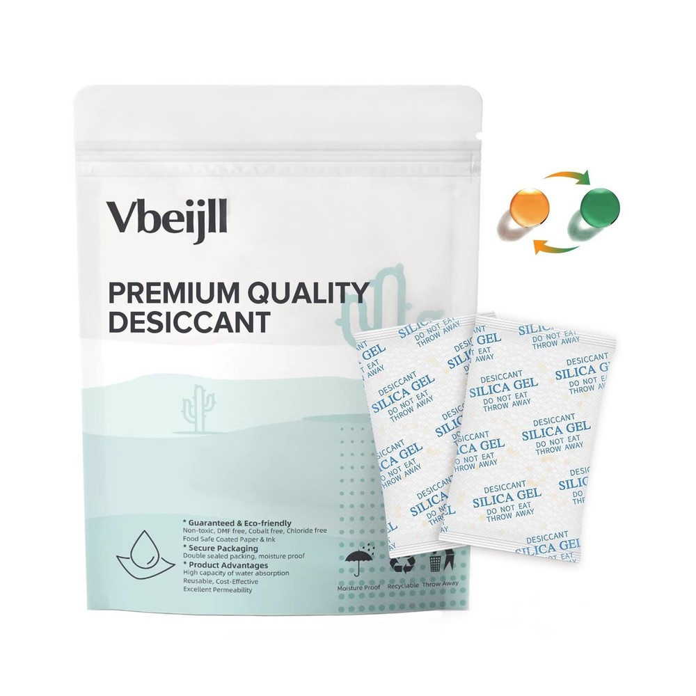 5 Gram (50 Pack) Color-Indicating Silica Gel Packets, Premium Food Grade Desi…