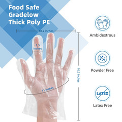 Food Prep Gloves Plastic Food Safe Gloves, Food Handling, One Size Fits Most Po
