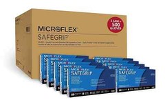 Microflex SG-375 SafeGrip LARGE Latex Blue Exam Gloves 500 Pack – 10 BOXES