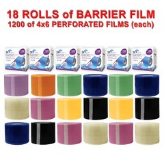 18 ROLL DENTAL BARRIER FILM 4X6 1200 PERFORATED PLASTIC BLUE CLEAR PINK BLACK