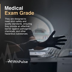 FifthPulse Chemo-Tested Fentanyl Resistant Nitrile Exam Gloves Black 50 Gloves S