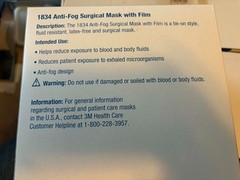 *50-Pieces* 3M Health Care 1834 Tie-On Anti-Fog Surgical Masks with Film