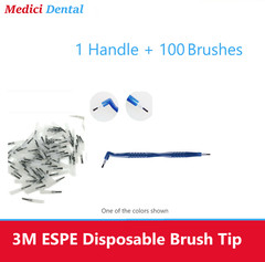 3M ESPE Single Use Brush Tip Applicators 100 Pieces & 1 Handle, MultiUse Dental