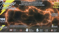 Atlantic Safety Orange Lightning Small Nitrile Powder Free Gloves 1box of 100