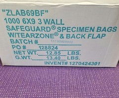 SAFEGUARD 6X9 3 WALL SPECIMEN BAG 100 SUPER ZIPPIT – LOT OF 2