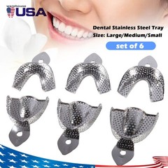 Metal Dental Impression Trays set Perforated Upper & Lower Denture Edentulous