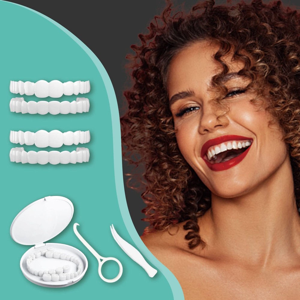 YAFIYGI 2 Pairs Snap on Dentures for Women & Men, Comfortable & 7 Piece Set