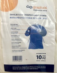 Bag of 10-Disposable Isolation Gowns with Knit Cuff Long Sleeve-White Nonwoven