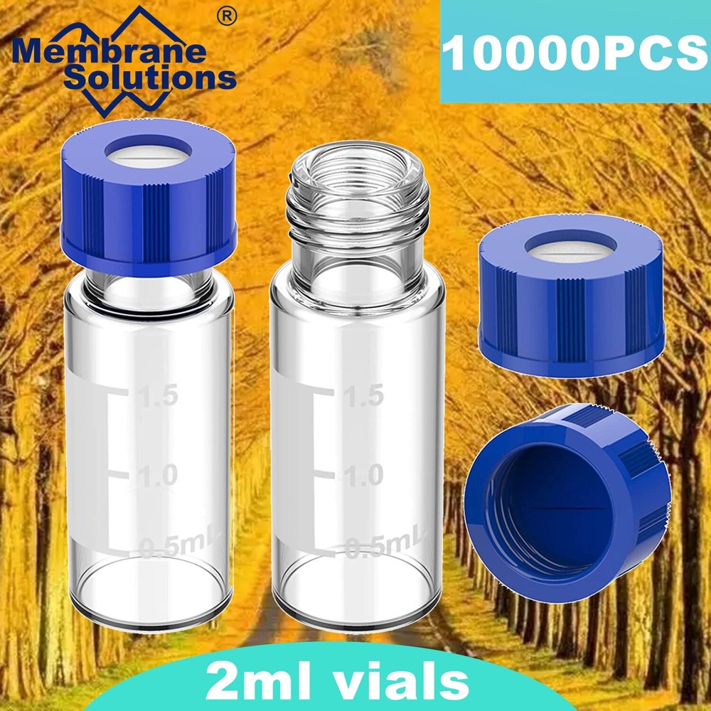 10000x 2ml Autosampler Vials Preslit Septa 9-425 Screw Caps Graduation Standard