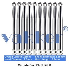 Vakker Dental Round Carbide Burs Latch Type RA SURG 8 Surgical 10pc/pk