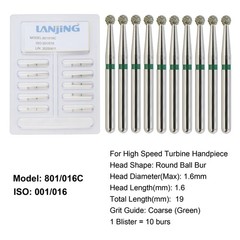 Dental Round Diamond Bur Round Ball FG Coarse Fine High Speed Friction Grip 801