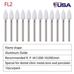 12pcs Dental Flame White Stone Polishing FG Burs Fl2 Abrasion Point Bur SANDENT