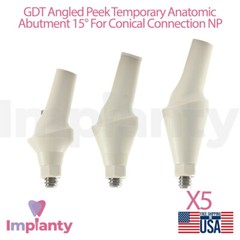 5x GDT Peek Angled Temporary Anatomic Dental Prosthetic 15° NP Conical 2.25mm