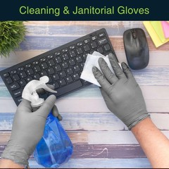 FifthPulse Cool Gray Nitrile Disposable Gloves – Latex Free food Safe Cleaning