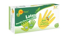 BeeSure BE2817case Latex Powder Free Exam Gloves, Medium (Pack of 1000)