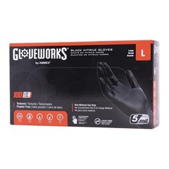 GLOVEWORKS Black Nitrile Gloves 5mil (L), 100 Count
