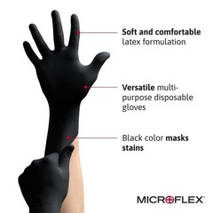 Black Dragon Latex Gloves X Large 100 Pack Powder Free Disposable Work Gloves