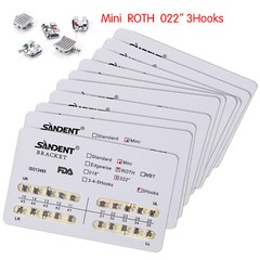 10 Packs SANDENT Dental Orthodontic Brackets Braces Mini Roth 022″Slot 3 Hooks