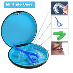 BVN Slim Retainer Case – Circular case, Black shell+blue silicone pad
